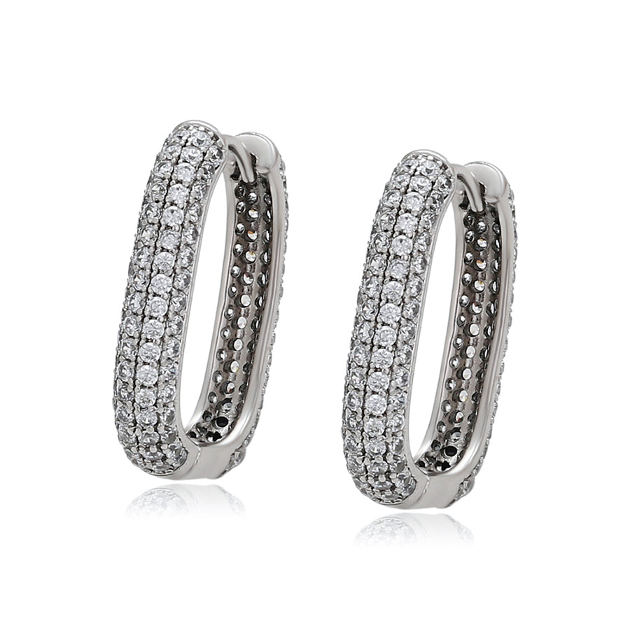 Stacey Silver Earrings Pave style Rhodium Plated