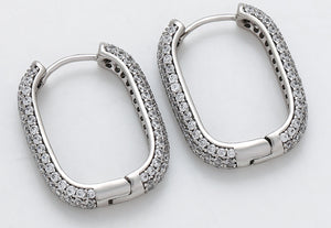 Stacey Silver Earrings Pave style Rhodium Plated