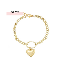 Load image into Gallery viewer, Ashley&#39;s Heart Bracelet 14K Gold Plated