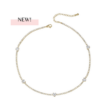 Load image into Gallery viewer, Crystal Betsey Adjustable Necklace to Chocker 14K Gold Plated