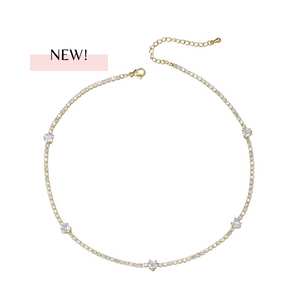 Crystal Betsey Adjustable Necklace to Chocker 14K Gold Plated