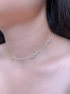 Crystal Betsey Adjustable Necklace to Chocker 14K Gold Plated